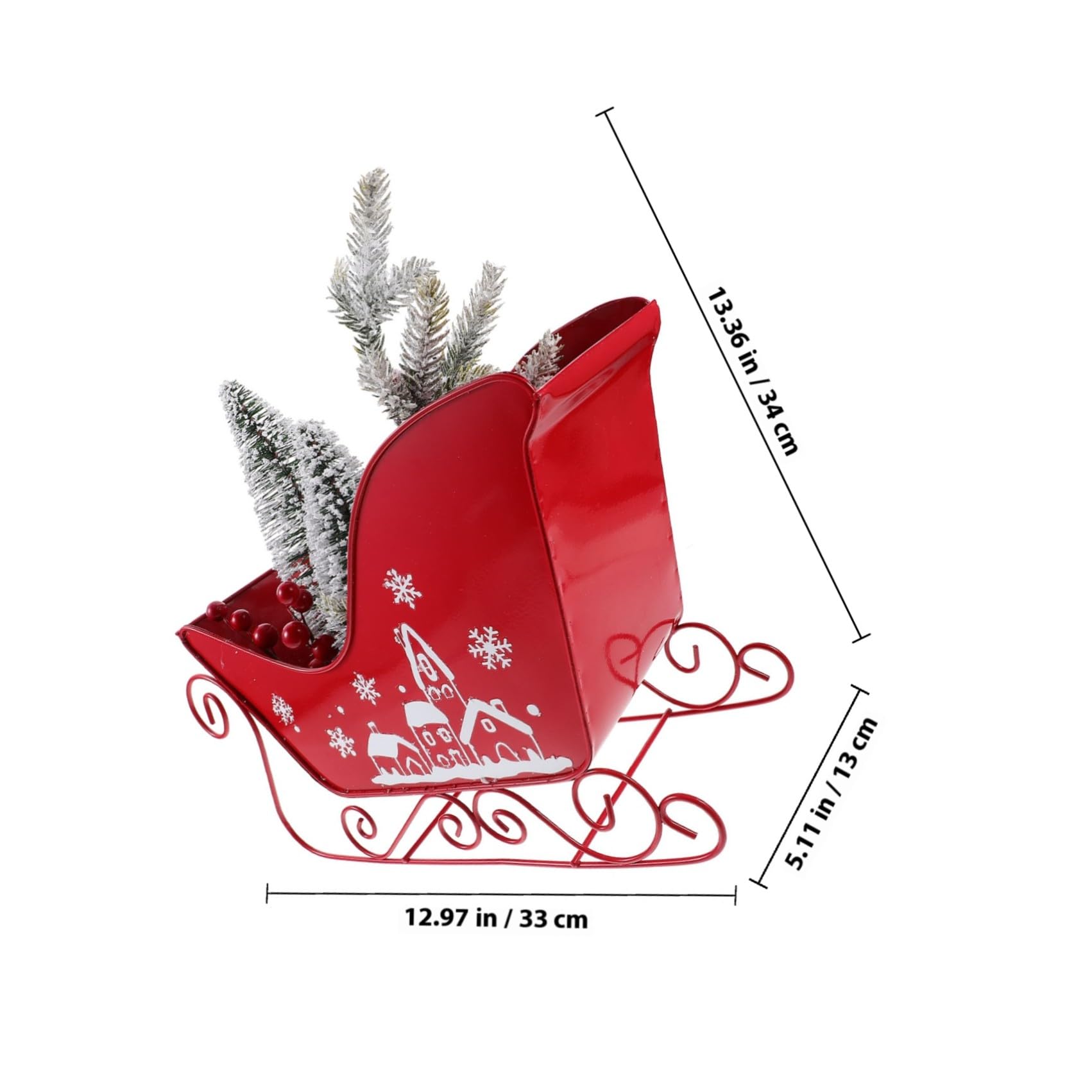 Klassische Weihnachtsdekoration Roter Schlitten aus PVC und Eisen als Tischdeko für Weihnachten zur Festlichen Party und Weihnachtlichen Atmosphäre