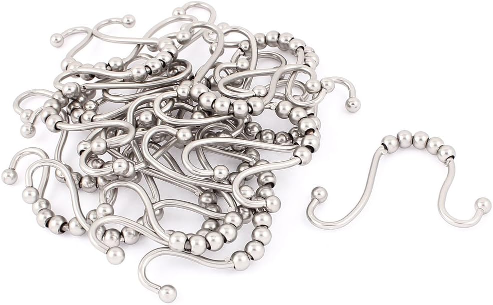 Bathroom Shower Double Glide Rod Curtain Hooks Rings w Rollers 24Pcs (id: fdd 73a 004 eaf 6b1