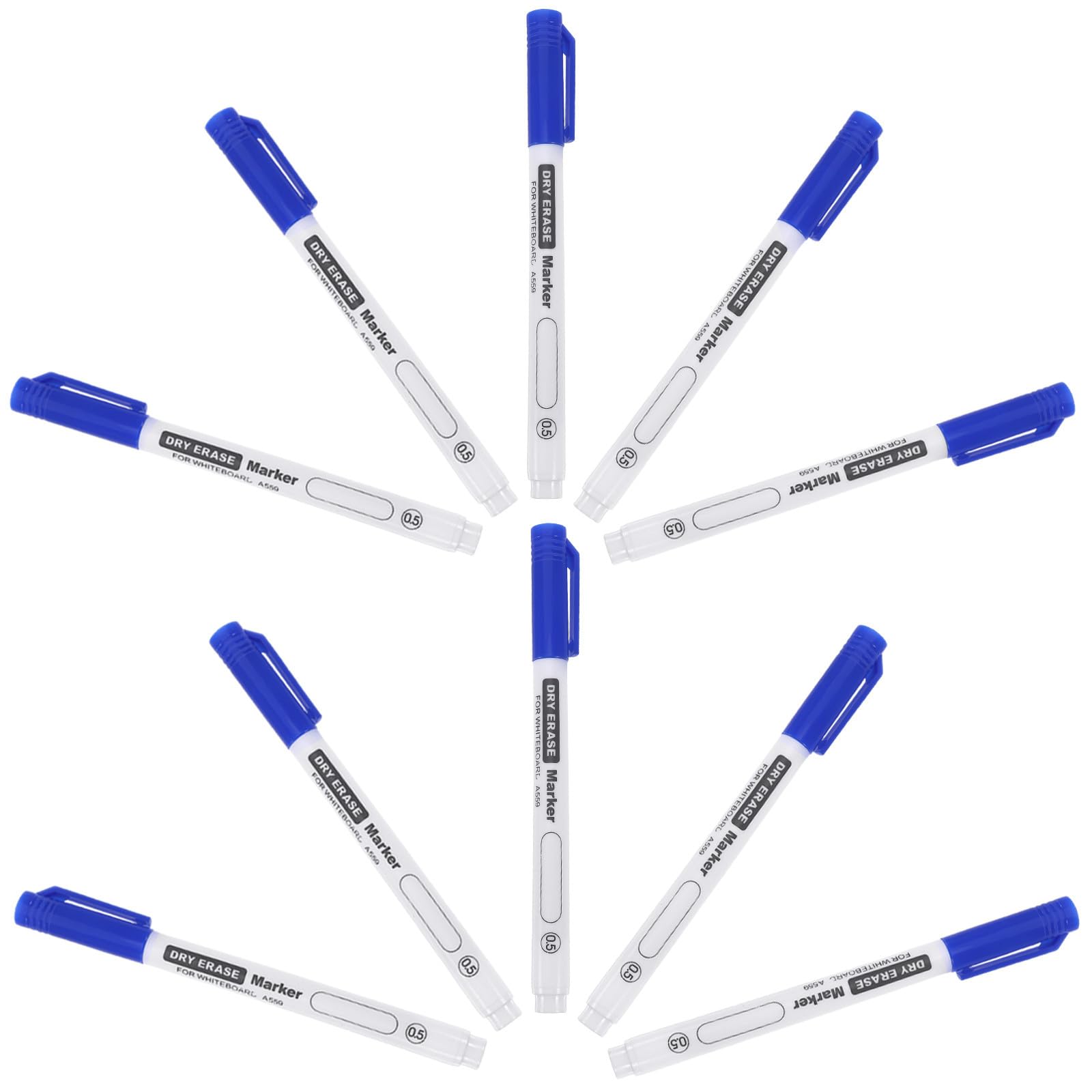 Lot de 10 Marqueurs pour Ardoise Blanche Bleu, Plastique, Écriture Fluide et Facile, pour Écoles et Petits Tableaux Blancs
