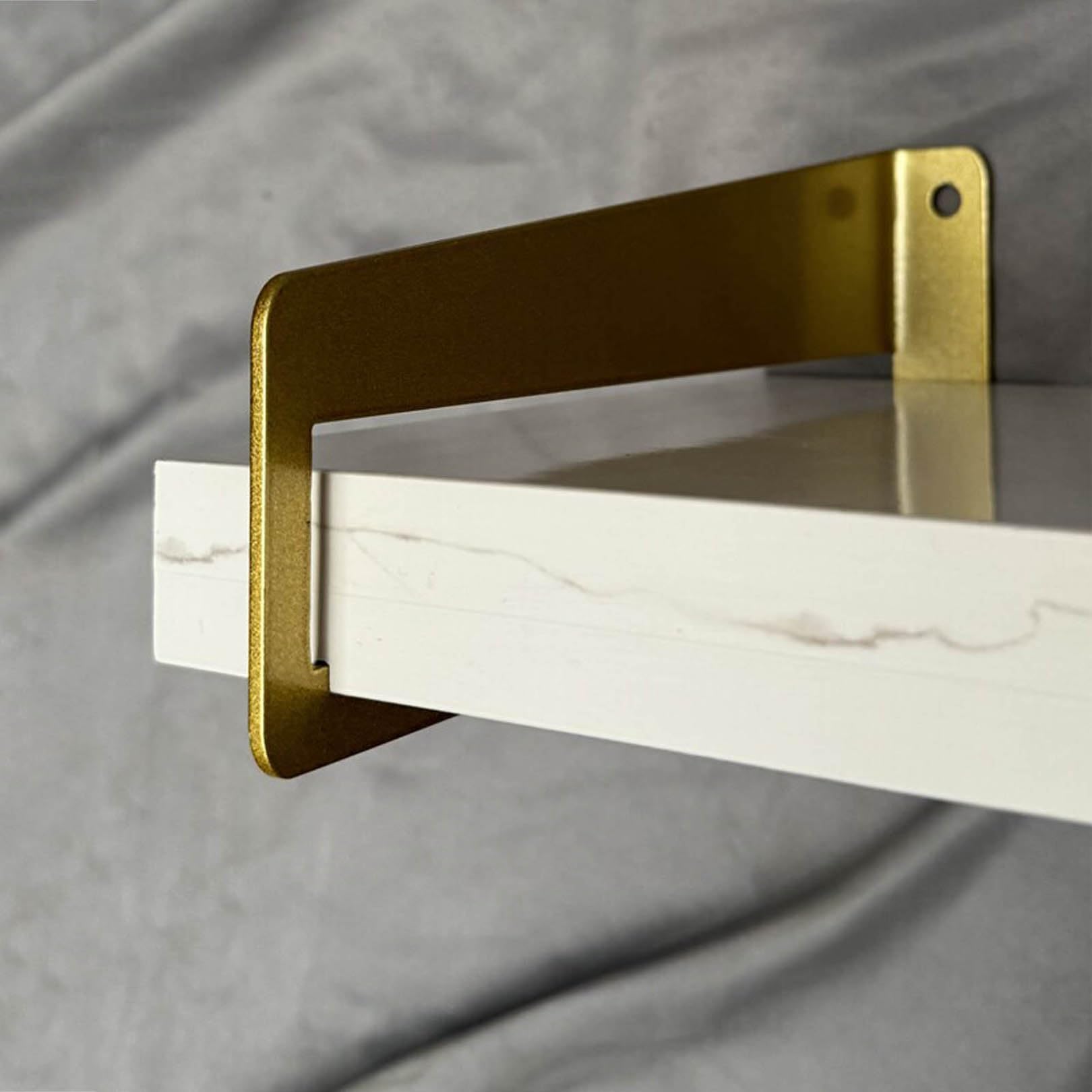 2 Piezas Soportes Flotantes para Estantes,Escuadras para Estanterias Metalicas,Soporte para Estanterías de Pared Pesados para Cocina Libros Estante,Con Tornillos (30.3cm,Dorado)
