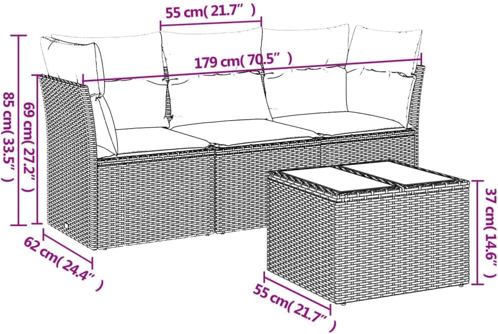Patio Sofa Set Black Furniture Set