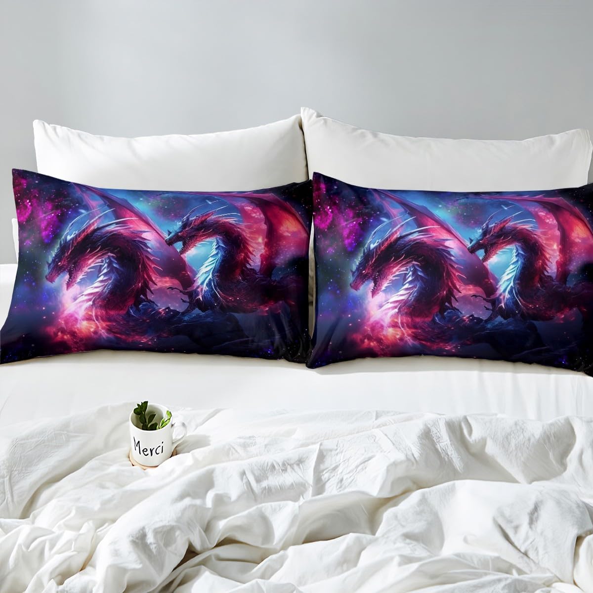 Loussiesd Boys Girls Dragon Blue Purple Comforter Cover Double Size - Image 4