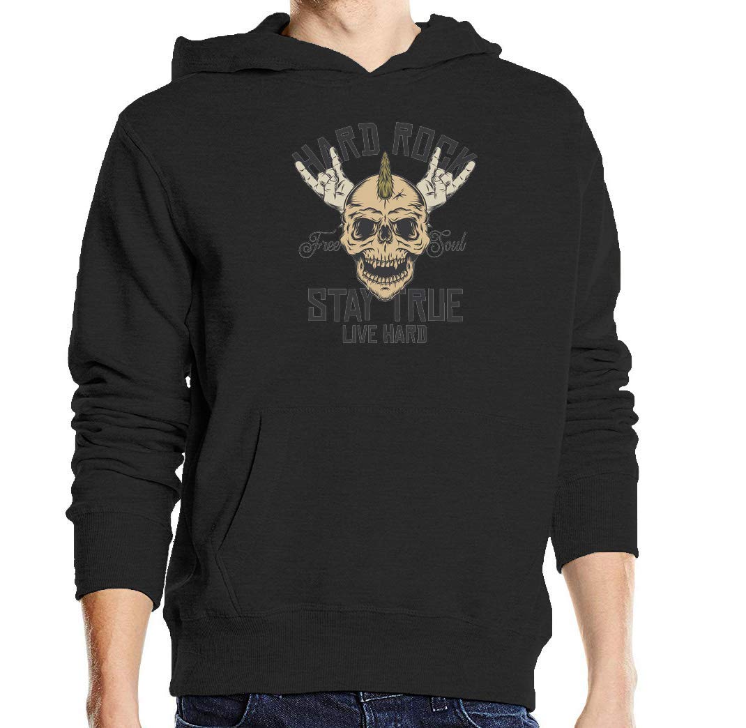 Hard Rock Stay True Live Hard Skull Maglione Unisex con Cappuccio Pullover