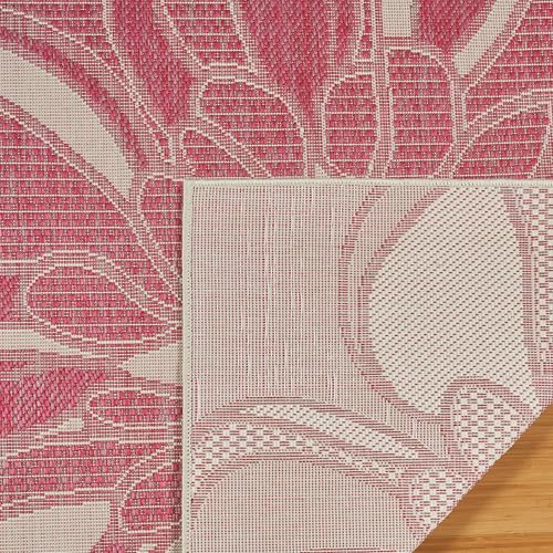 Gertmenian Indoor Outdoor Casual Area Rug - 9x13 Extra Large, Fade Resistant, Ideal for High Traffic in Living Room, Bedroom, Patio - Woodbury Floral, Fushia, 28808