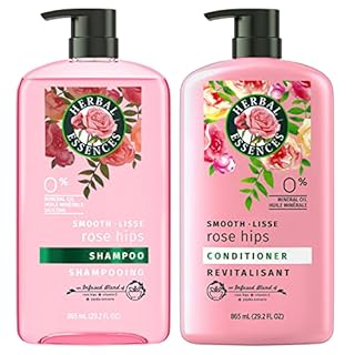 Herbal Essences Shampoo & Conditioner Set, Smooth Collection, Paraben-Free, Color-Safe, with Rose Hips & Vitamin E, 1.73 L Total (2 Count of 865 mL Each)
