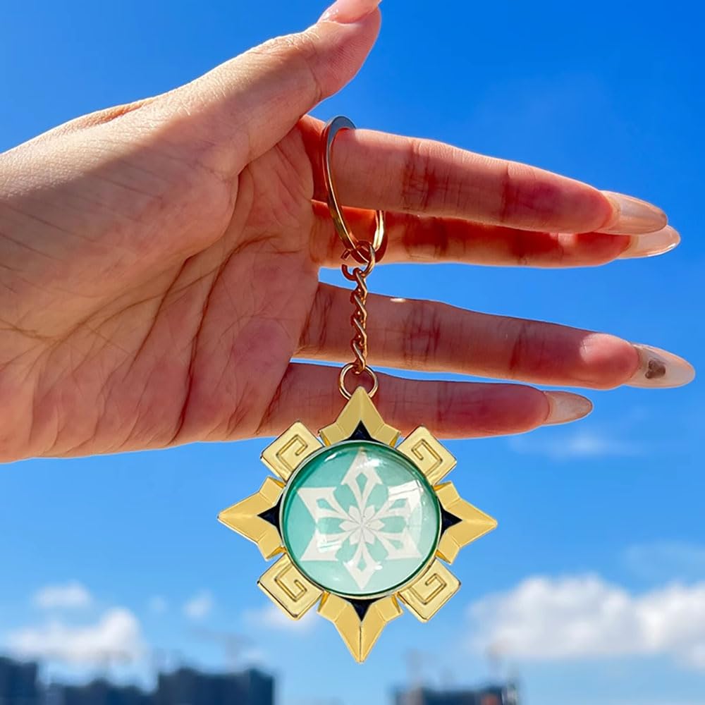 Amazon.co.jp: 原神 神の目 キーホルダー ナタ 火の国 岩 炎 風 雷 岩