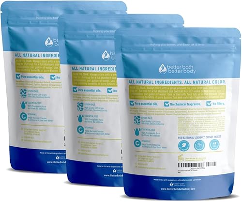 Miniatura 2 de Remojamiento de pies de circulación (paquete de 3 con cuchara) Sales de Epsom para remojar pies con aceites esenciales puros en bolsa sin BPA con