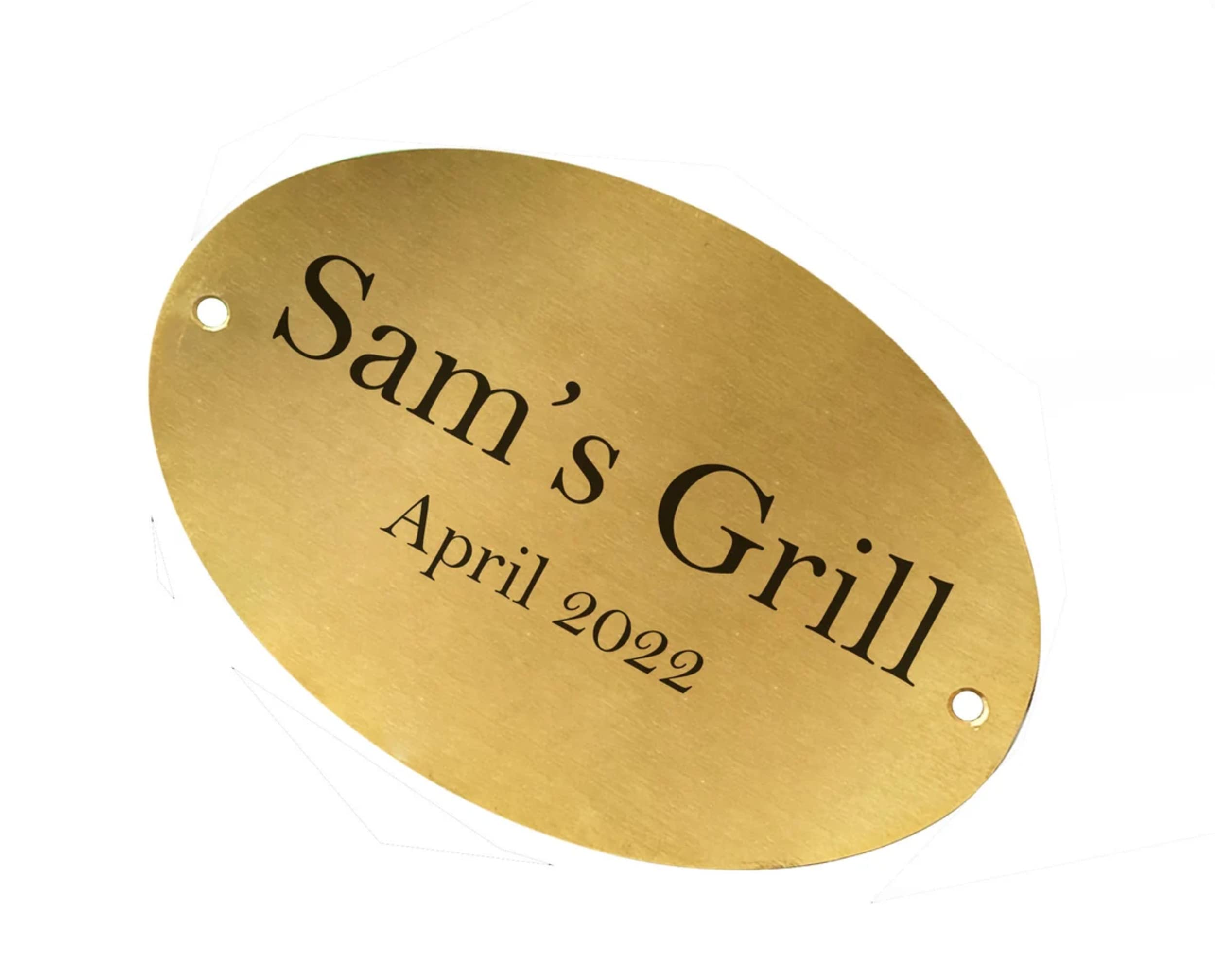 SamStar Brass Custom Plaques| Oval Shape| Custom Size, Custom Message| House Name & No Wall Mount Plates| Shiny Brass Finish (10x7 In)