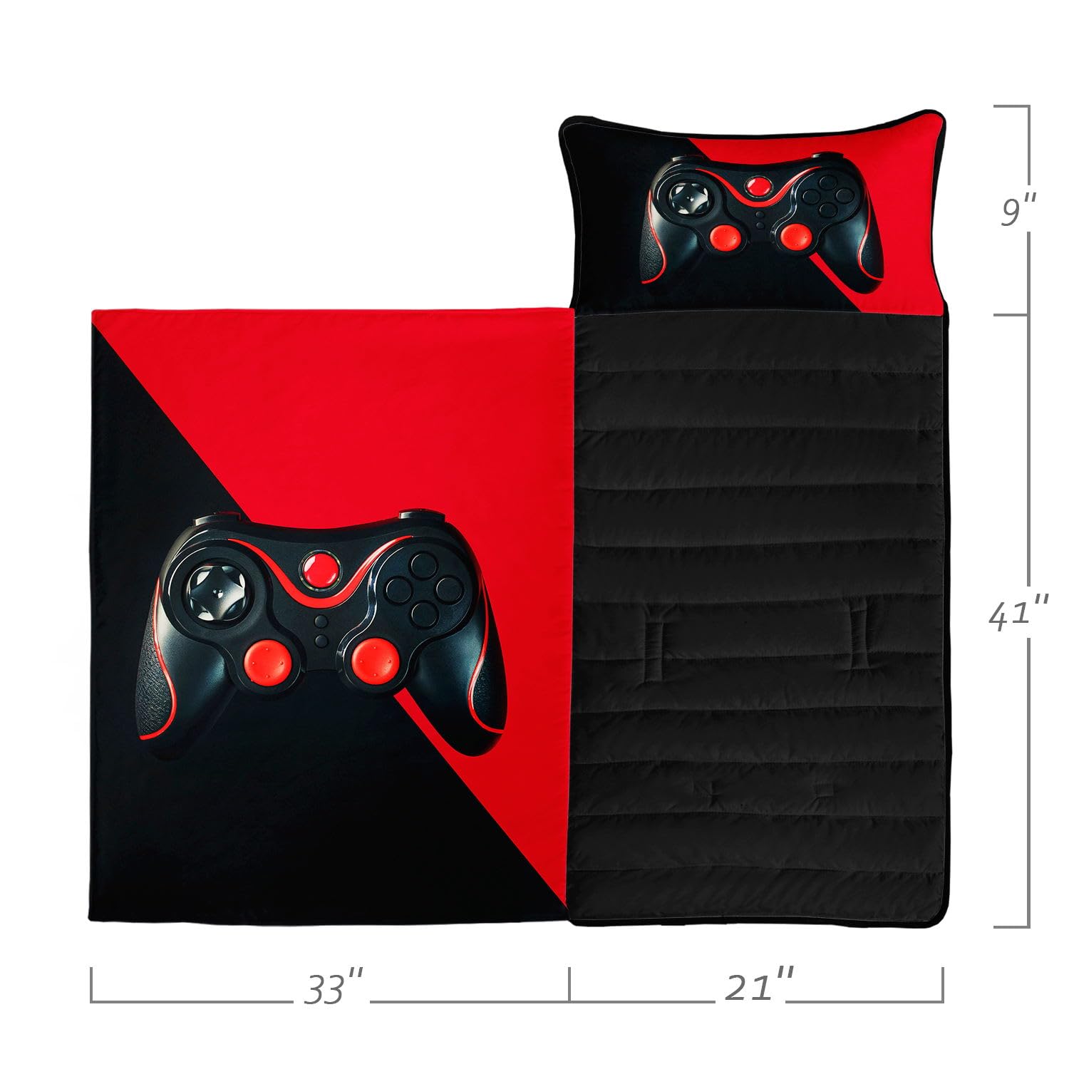 Datura home Nap Mat -Gamepad Sleeping Bag with Removable Pillow - Daycare and Sleepovers Preschool Kindergarten Bedding Set for Kids Toddler Boys Girls(Gamepad3 Large)