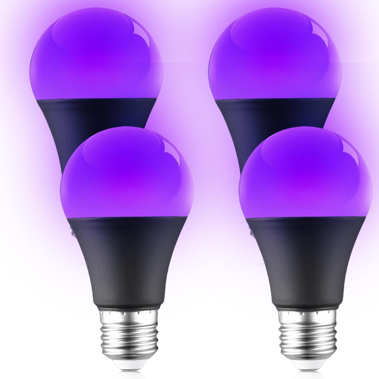 Gomety Black/Light Uv Bulb: 4 Pieces 9W Uv Bulbs E27, Uv Lighting 385-400Nm, Uv Led Bulb E27, Bulb, Lamp