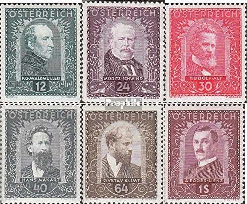 Colección completa de sellos Austria 545-550 grabados de pintores de 1932 con pliegue histórico