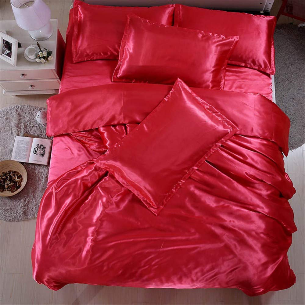 Parure de lit satin de soie rouge pour sublimer votre chambre à coucher 2.2m