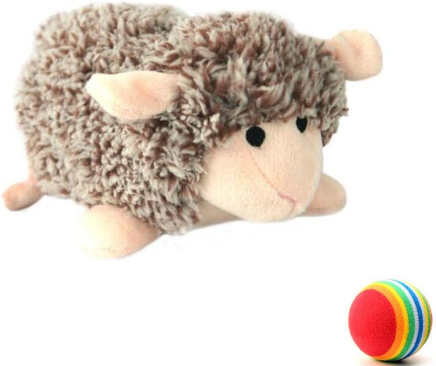 Pet Dog Training Squeak Toys Sheep Plush Dolls with Free Rainbow Ball