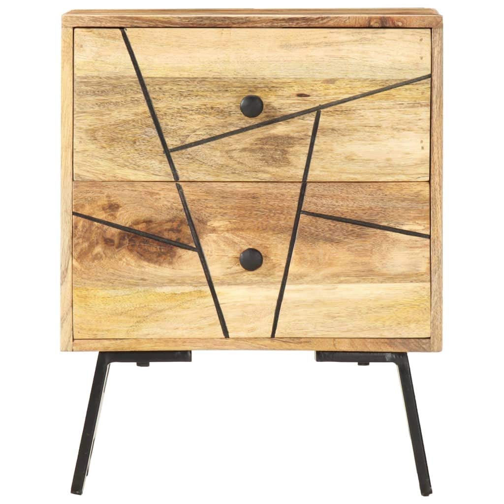 Table de chevet en manguier massif | Élégance rustique laquée pour chambre