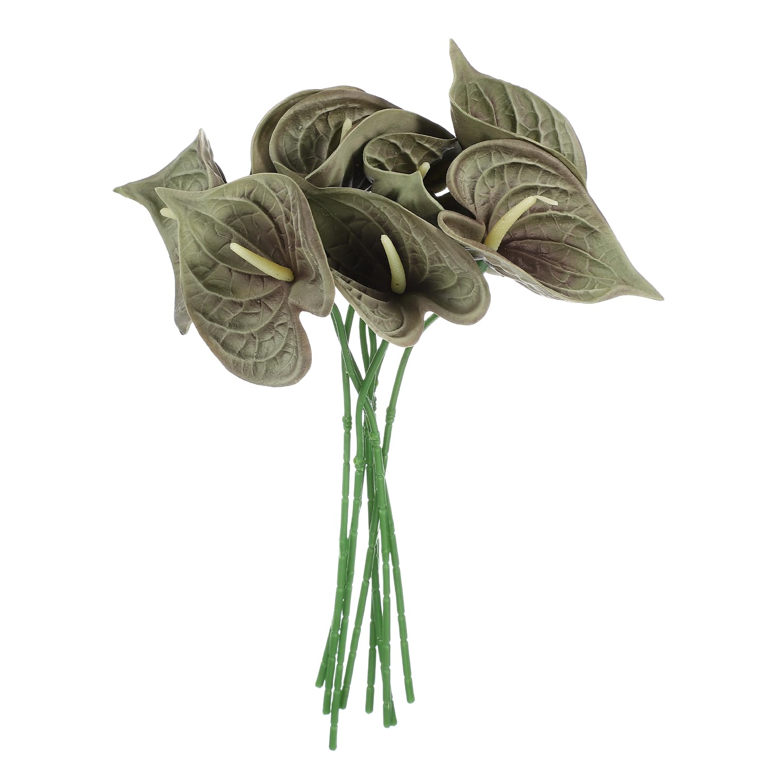 sourcing map 8Pcs 11inch Artificial Anthurium Lily Flowers, Permanent Flower Bouquet for Home Arrangements Wedding Festival Decoration Crafts Store Decor Accessories, Grass Green