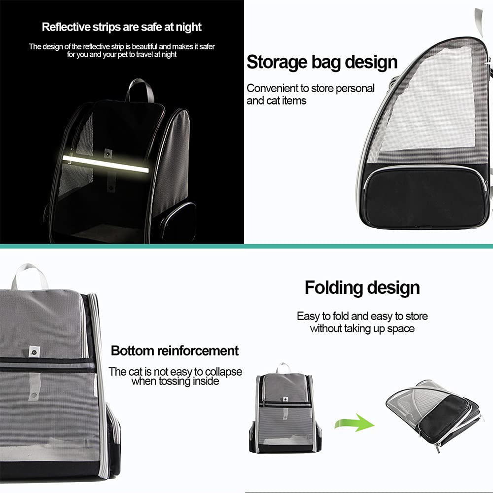 MENG Borsa da Trasporto per Cani Gatti Traspirante Zaino per Animali Domestici Portatile Zaino Trasportino Pieghevole per Viaggio Campeggio, Carico Massimo 10 kg