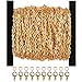 WUBOECE 39 Feet Curb Chain Necklace Bulk Cable 2mm Width with 30 Lobster Clasps and 100 Open Jump Rings for Jewelry Making, Gold