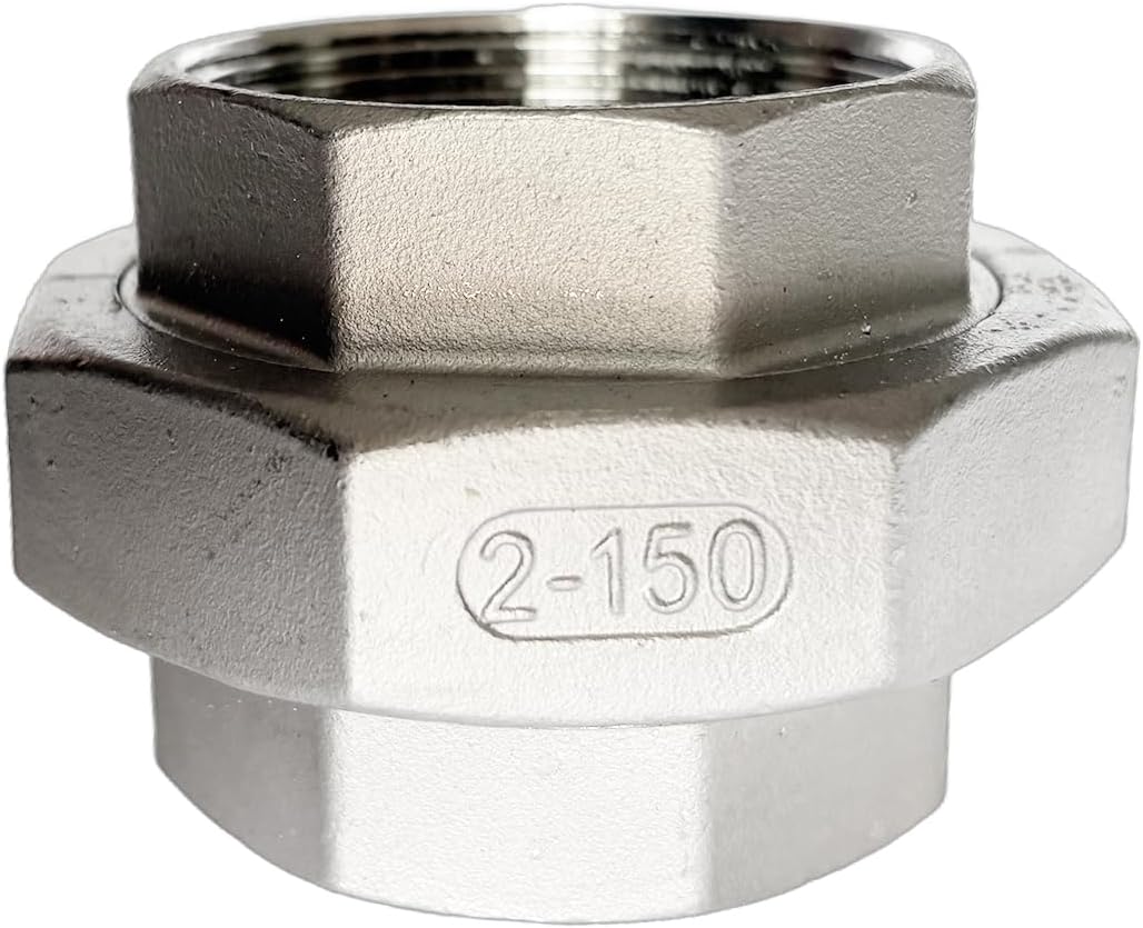 2" Union Pipe 304 Stainless Steel NPT Female Thread Union Joint Cast Pipe Fitting Pack of 1