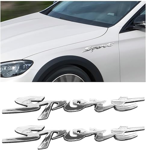 Ziciner 2 calcomanías deportivas de metal para automóvil, logotipo deportivo 3D elevado en la parte delantera del capó delantero, emblema de