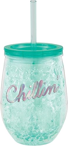 slant collections Vaso enfriador de vino acrílico congelable con pajilla, 12 onzas, Chillin'