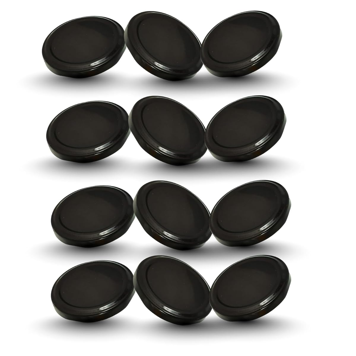 Machak Glass Jar Lids Only 63mm | For 63 mm Mouth Jars (Black, 12Pcs)