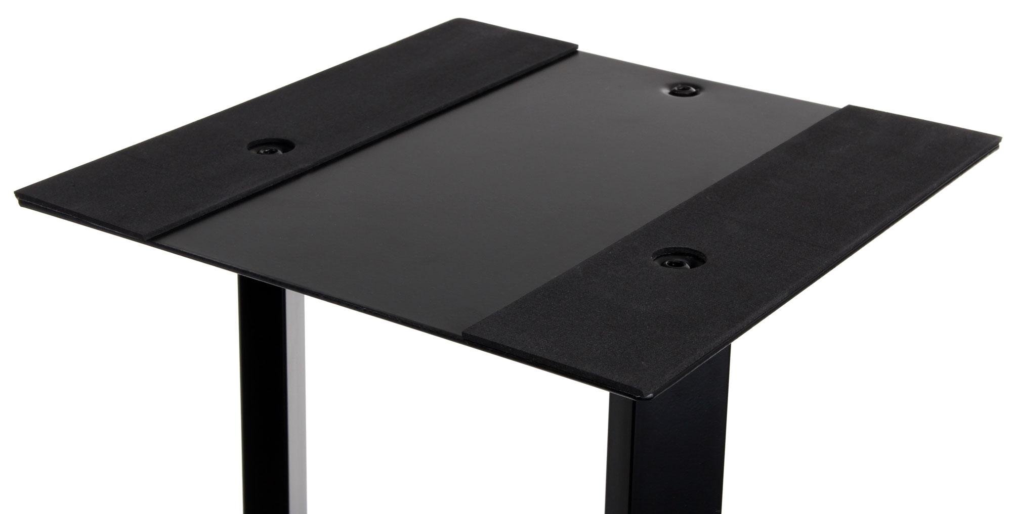 Pronomic 2X Pieds SCS-20 pour Moniteur Studio, 90 cm, Base Triangulaire, Pieds Caoutchouc/Spikes, goupille sécurité, Acier, Plateau avec Bande Caoutchouc, Noir thermolaqué.