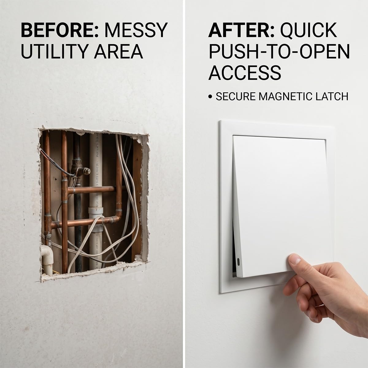 Trampilla de Inspección de Aluminio con Cierre Magnético, Puerta de Revisión Oculta. Panel de Acceso Alicatable para Techo y Pared en Plomería Baño, Montaje Empotrado Fácil.(White,150 x250 mm)
