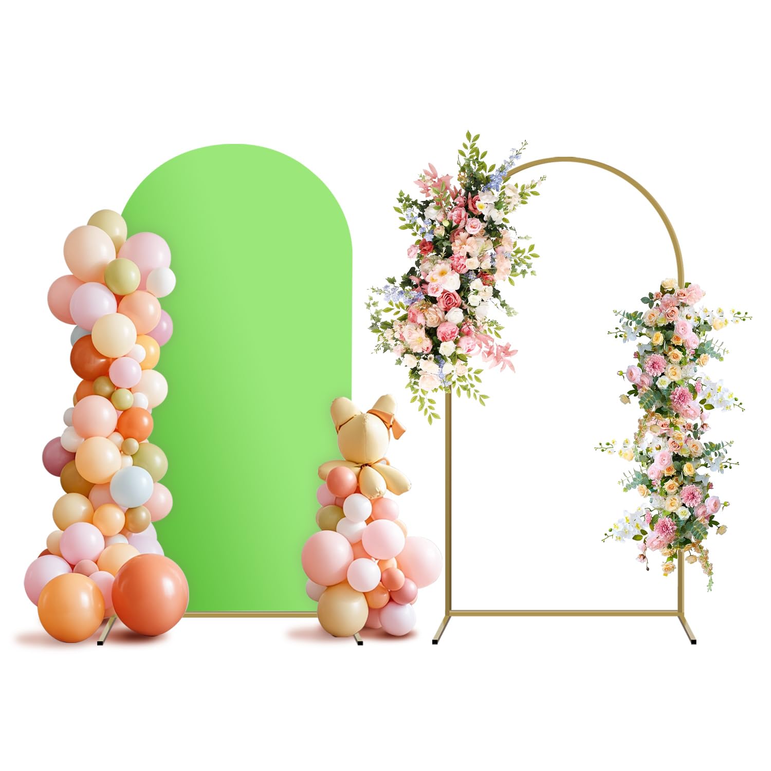 Metall-Ballonbogen-Hintergrundständer und Abdeckungs-Set, gewölbter Rahmen für Hochzeit, Party, Geburtstagsdekorationen