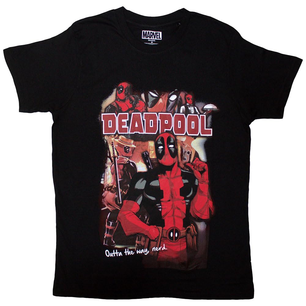 Deadpool Outta The Way Nerd T Shirt XL Black