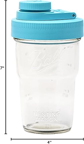 Miniatura 9 de Brewing America Tarro anidable con tapa para beber como taza de viaje, 1 pinta (16 onzas) con tapa de vertido verde azulado en tarro de boca ancha,