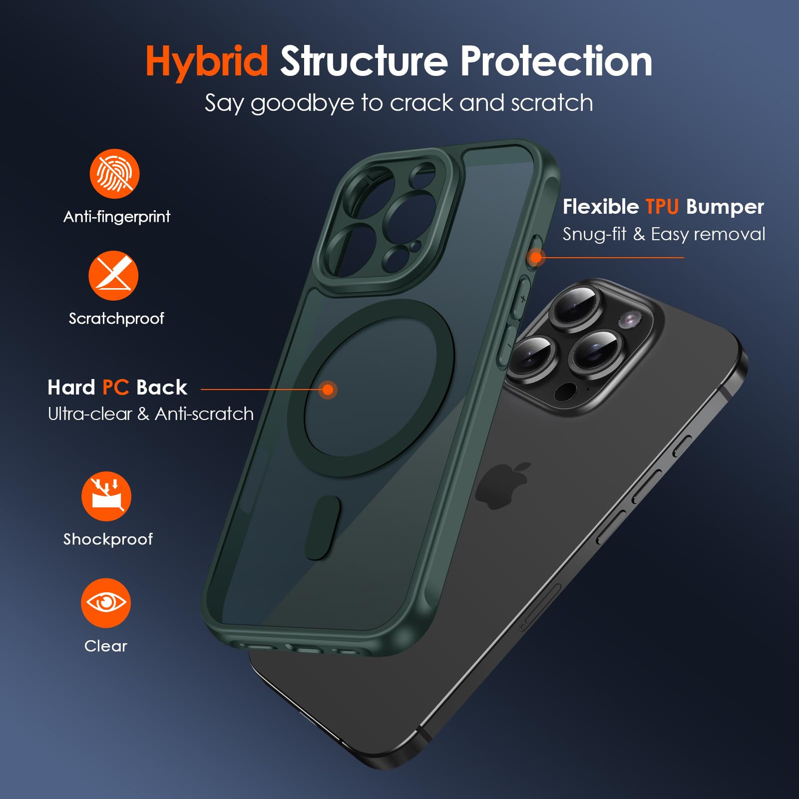 iVoler Cover Magnetica per iPhone 16 PRO Max, [Compatibile con MagSafe] [Protezione Antiurto di Grado Militare] Custodia Traslucida Opaca Posteriore Sottile Silicone Protettiva Case - Verde