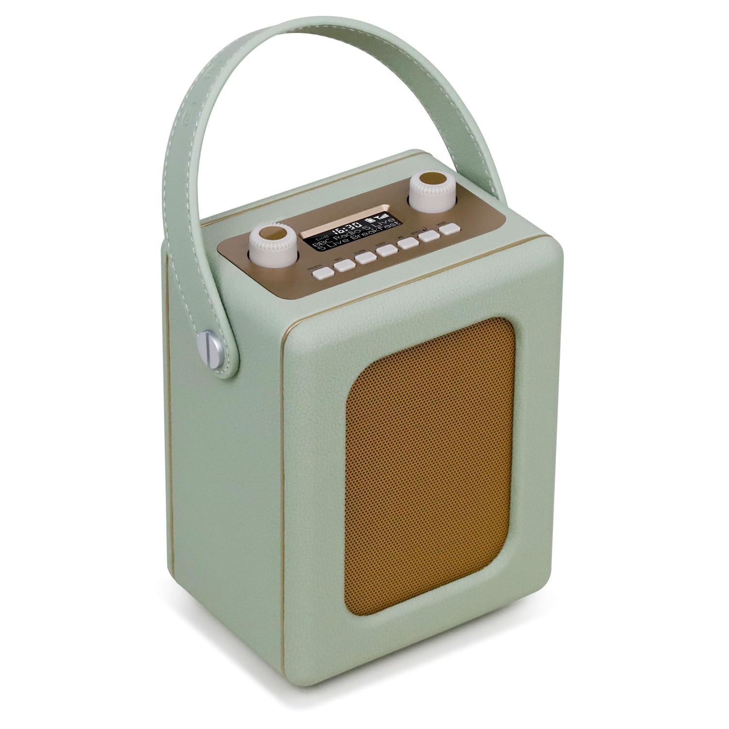 LEMEGA CR9 Tragbares Retro DAB Radio（DAB+, UKW,Bluetooth5.3, 60 Voreinstellungen,Wecker, 2 Weckzeiten, Sleeptimer,Kopfhöreranschluss,Holzetui, Lederoberfläche, Tragegriff）Digitalradio,küchenradio,Grün