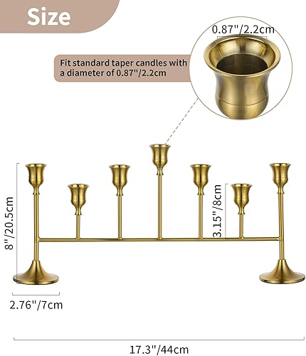 Miniatura 3 de NUPTIO Candelabros para velas cónicas Candelabro dorado para palitos de vela - Candelabros largos de latón para Navidad, fiesta de cumpleaños,