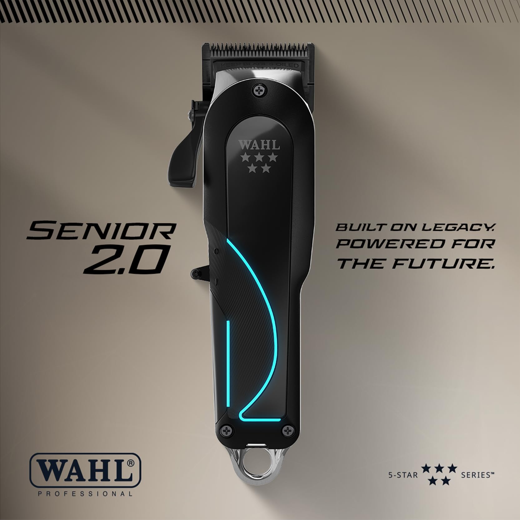 Wahl Senior 2.0 - Cortadora Profesional Inalámbrica para Barberos - Motor 8000 RPM con Control Adaptativo - Cuchilla DLC Zero Gap - Hasta 2,5 Horas de Uso - Con Base de Carga