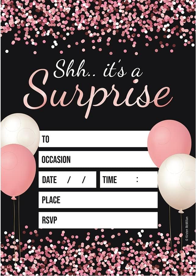32 Surprise Party Invites - Adult Party Invites - A6 Birthday Party Invitations with Envelopes โ Designed and Printed in the UK