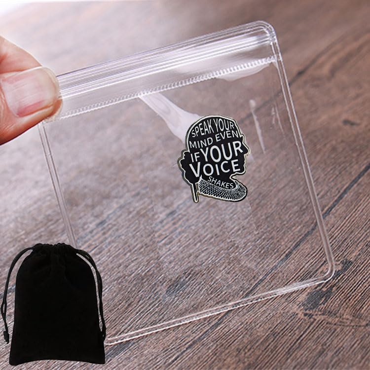 Image of Speak Your... Enamel Lapel Pin, Quote Empowerment Quote Badge, Feminist Pin Lapel Badge for Jackets, Backpacks & Hats Powerful Women (Black)