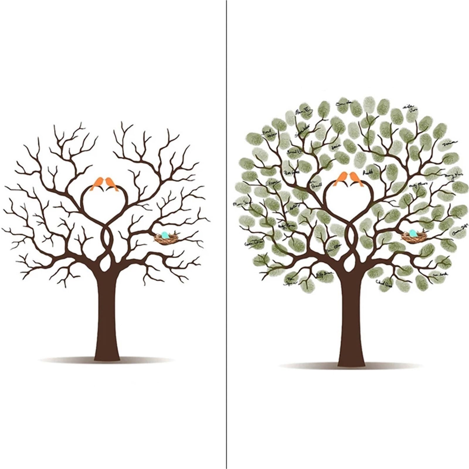 Hochzeits Fingerabdruck Malerei Hochzeitsgeschenk Fingerabdruck Baum Malerei Kuss Liebhaber Party Gästebuch Leinwand Dekoration(Color02,60x80cm 24x32inch)