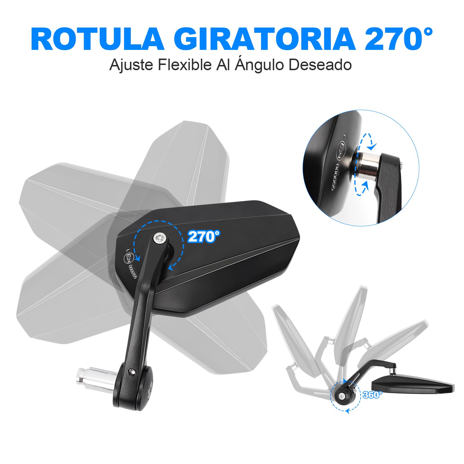 SUPAREE Espejos Retrovisores Moto Espejos Moto Homologados espejos Laterales moto Retrovisores de Manillares para Motocicleta Scooter Universales con Cromados Ajustable 1 Par