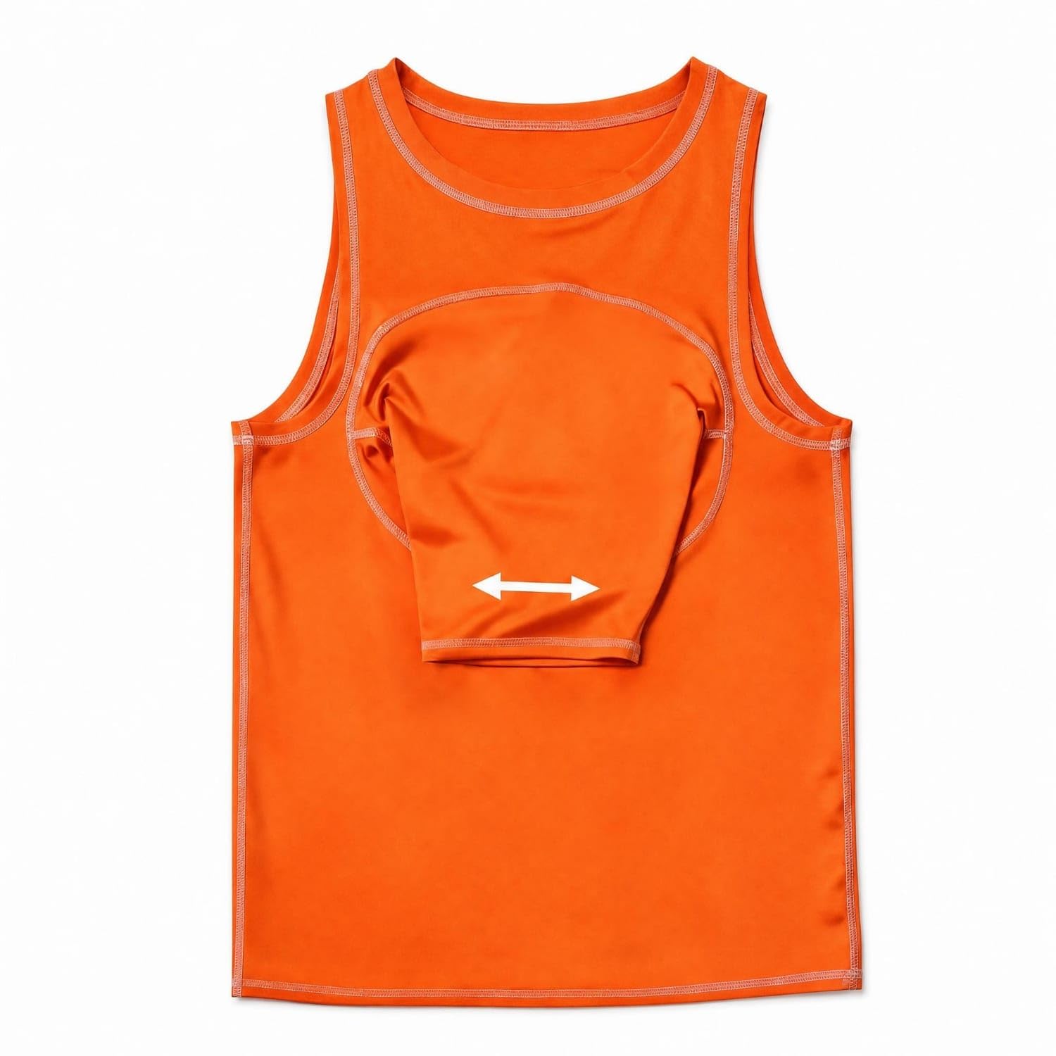 UJEAVETTE Stretch Material Sleeveless Golf Practice Vest Contrast Stitched Trim One-Sleeve Training Top Fitted Athletic Shape Swing Training Vest Round Neckline for Golfers, Orange, M-image-8