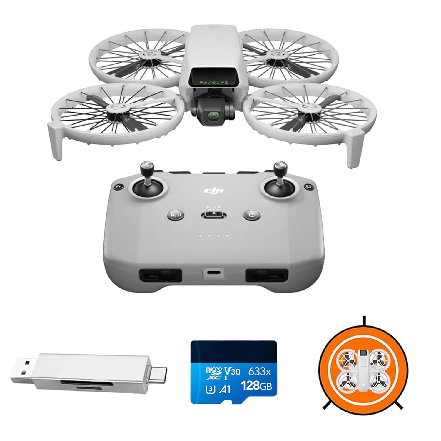 Flip, dron con cámara 4K UHD para Adultos, ‌< 249 g, estabilización en 3 Ejes, transmisión de vídeo a 13 km, despegue Desde la Palma (DJI Flip (GL) Bundle 01)