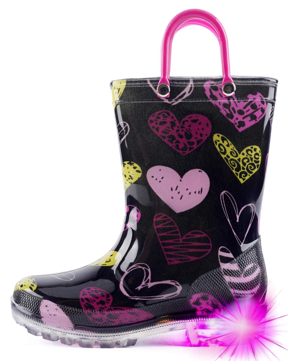 HugRain Light Up Rain Boots for Little Kids