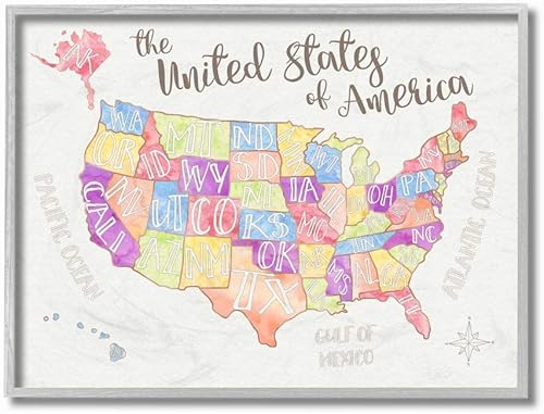 Miniatura 7 de Stupell Home Décor - Lienzo decorativo de pared (16.0 x 1.4 x 20.0in), diseño de mapa de Estados Unidos