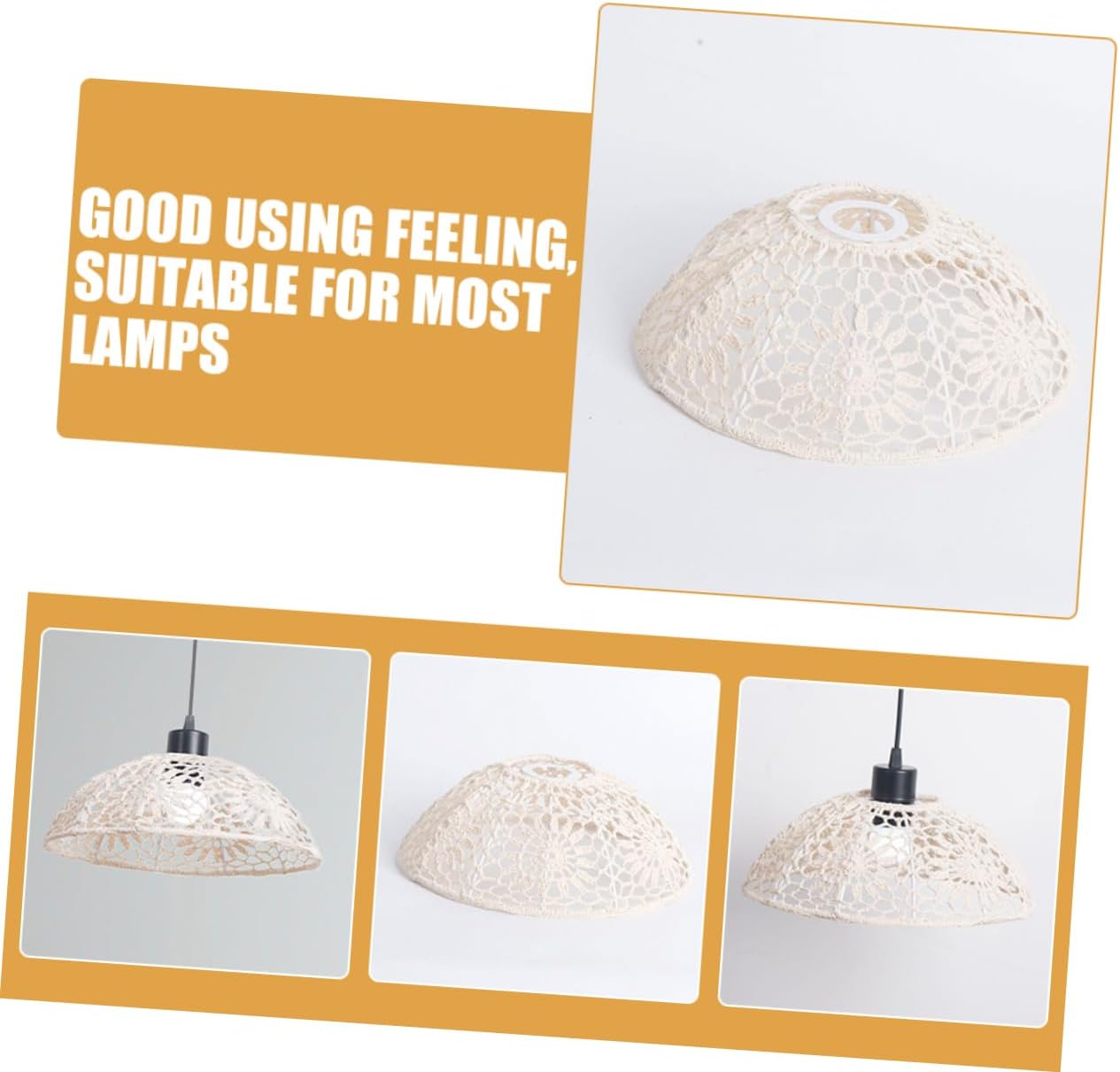 ABOOFAN Rustic Woven Lamp Shade Handmade Cotton Rope Pendant Light for Living Room Bedroom Study Home Decor Compatible