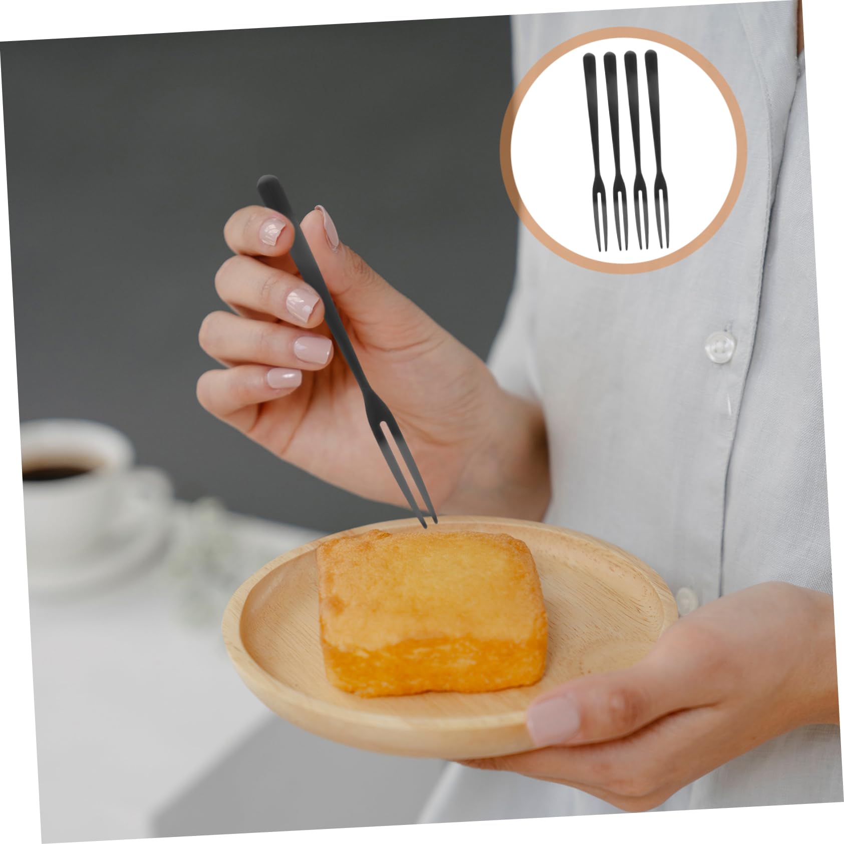 OUNONA 30piezas Tenedores De Fruta De Acero Inoxidable Puntas Utensilios Reutilizables Para Fiestas Para Eventos Bar y Hotel Negro