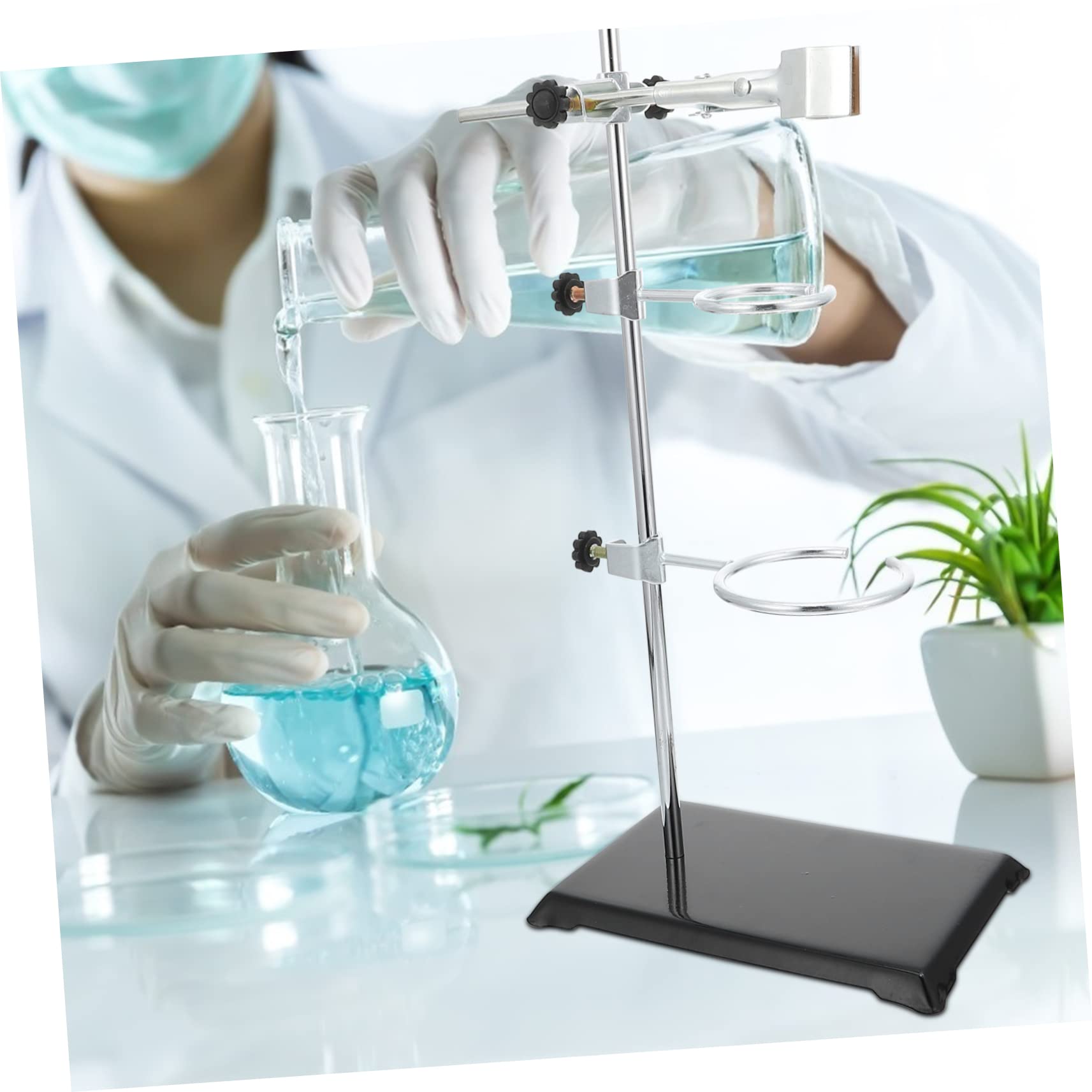 ULTECHNOVO Support de Laboratoire en Fer, Tige de Support Détachable, Base Stable Argentée pour Expériences de Chimie Physique