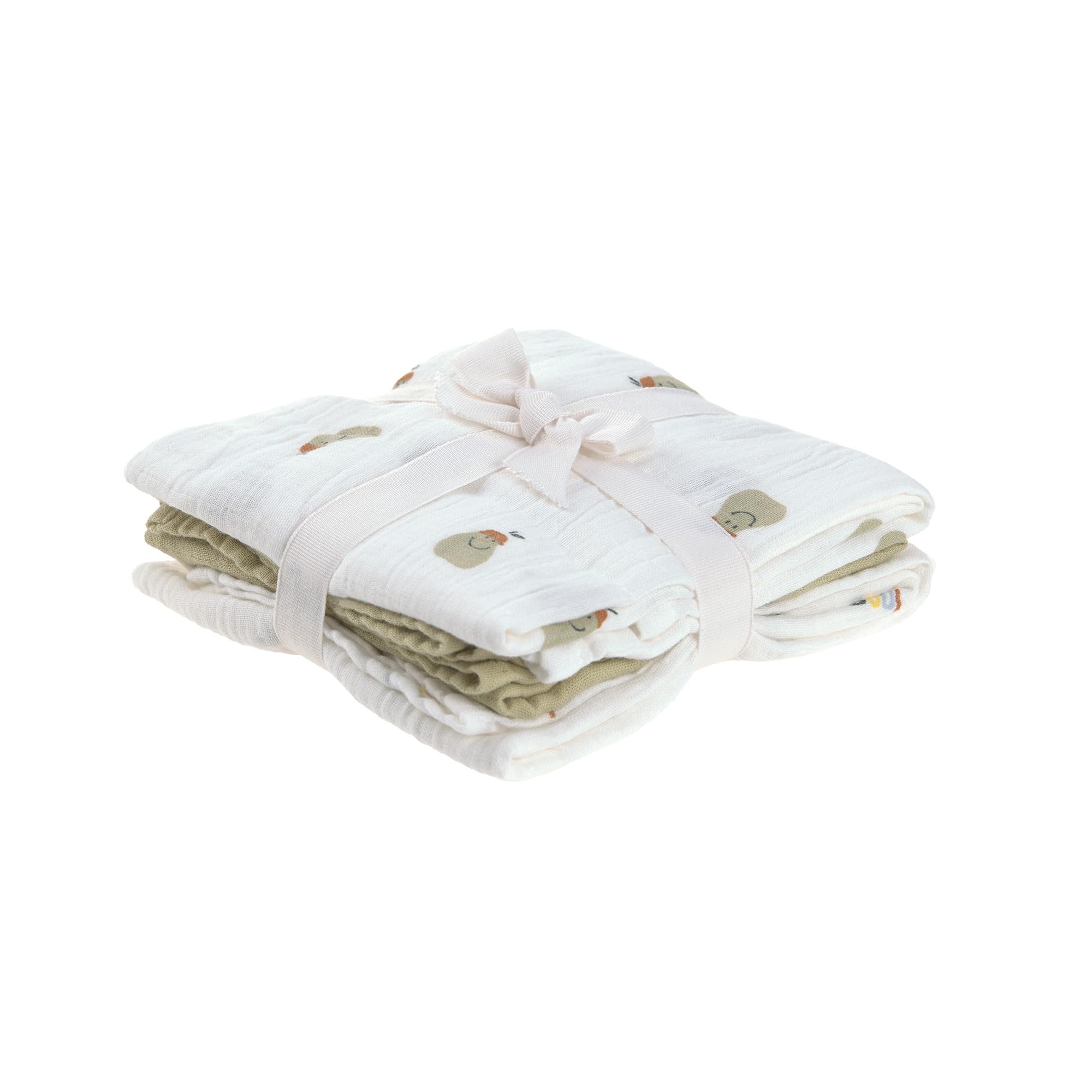 LÄSSIG Baby Mulldoek, spuugdoek, inbakerdoek, 3-delige set, katoen, 80 x 80 cm, Heavenly Soft Swaddle L Happy Rascals Sky Blue