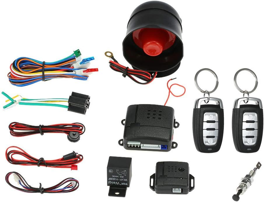 Shkalacar 12V Car Alarm System, Anti-Theft Horn Siren Universal Car Vehicle Security System Burglar Alarm Protection Anti-theft System 2 Remote, Car Keyless Entry System Shkalacar 12V Car Alarm System, Anti-Theft Horn Siren Universal Car Vehicle Security System Burglar Alarm Protection Anti-theft System 2 Remote, Car Keyless Entry System