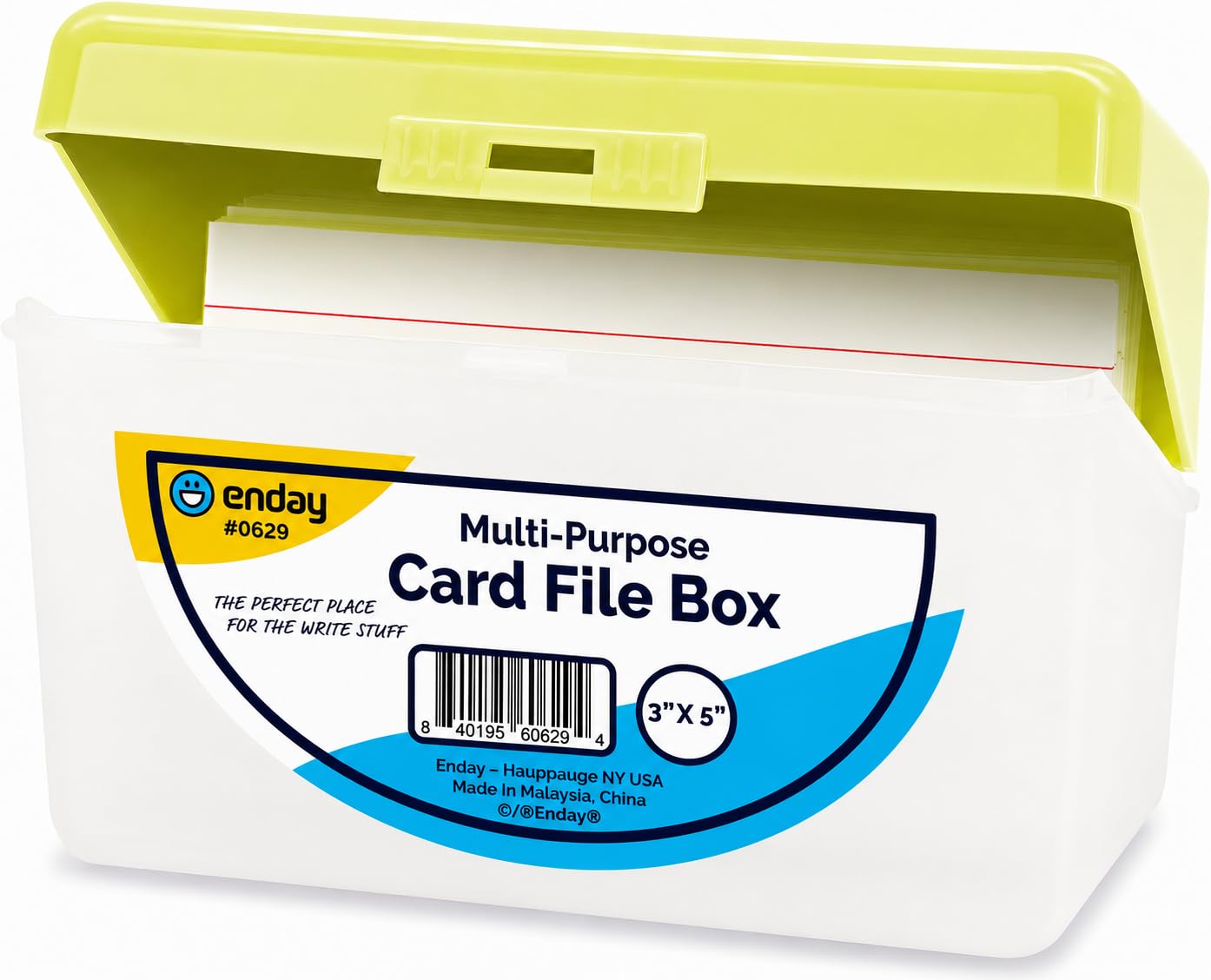 Enday Index Card Holder Green, 3x5 Note Flash Card Organizer Case, Index Card File w/ flip top, Notecard Recipe, Holder, Holds 250 Cards, Also Available in Purple, Red, Blue, Grey, Pink โ (1 PC) By โ image 1