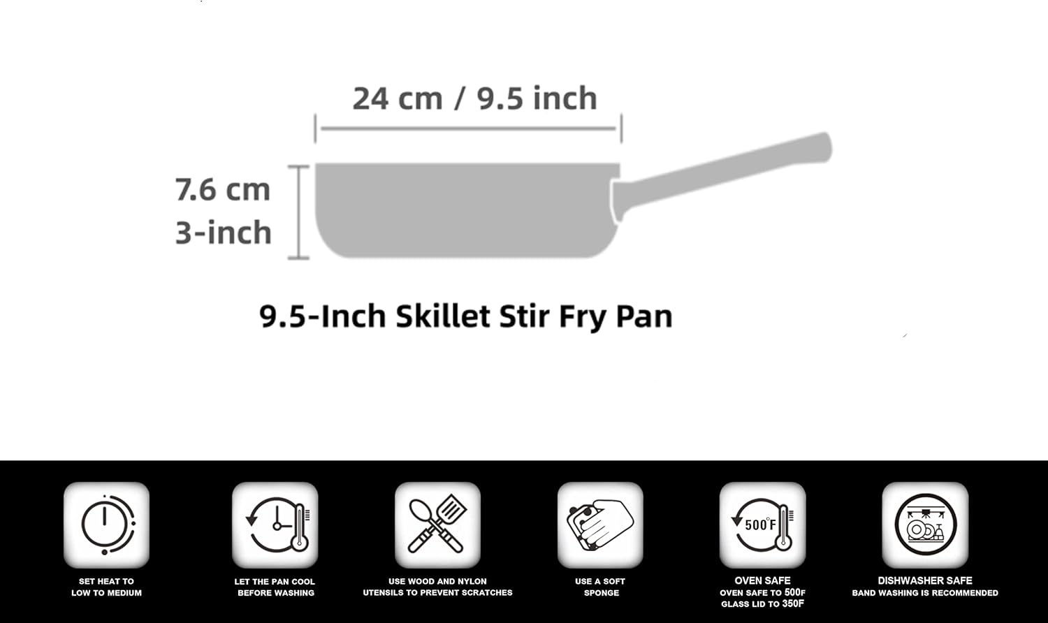 Cook N Home 9-Inch/24cm Nonstick Ceramic Deep Saute Skillet Stir Fry Pan, Earth