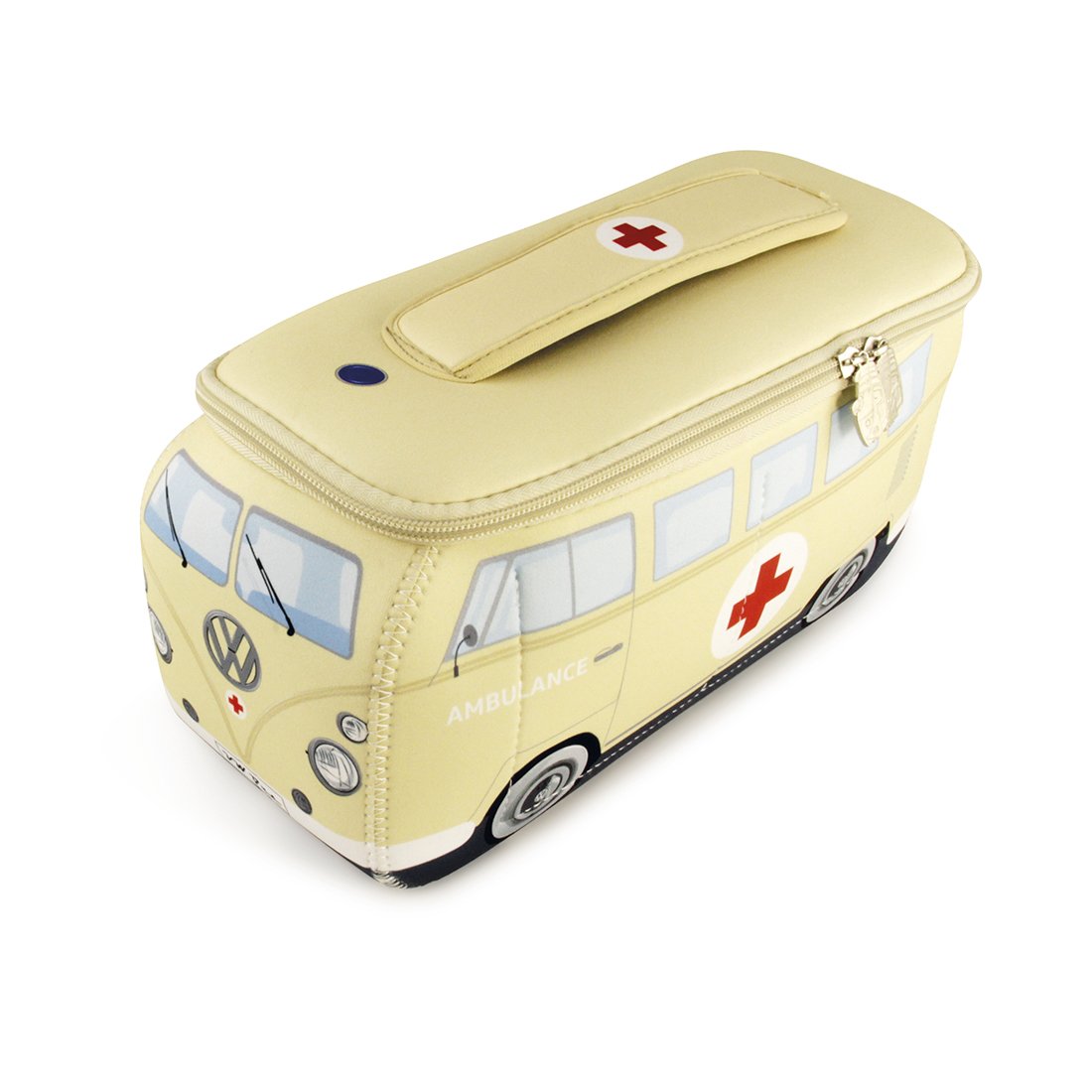 BRISA VW Collection - Volkswagen Bolsa de Neopreno Universal cosmético sartículos de tocador T1 Camper Bus (Ambulancia/Beige/Grande)